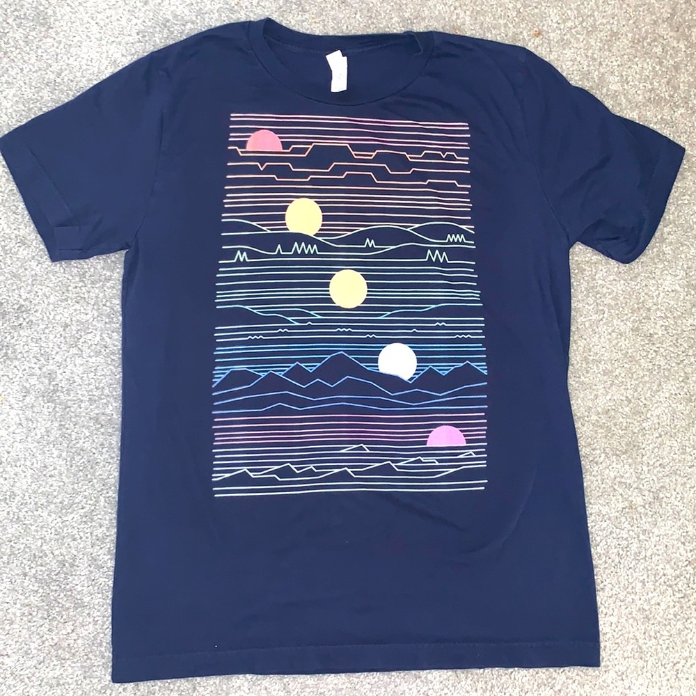 Sunset Mountain Range Graphic Tee Navy - Size M